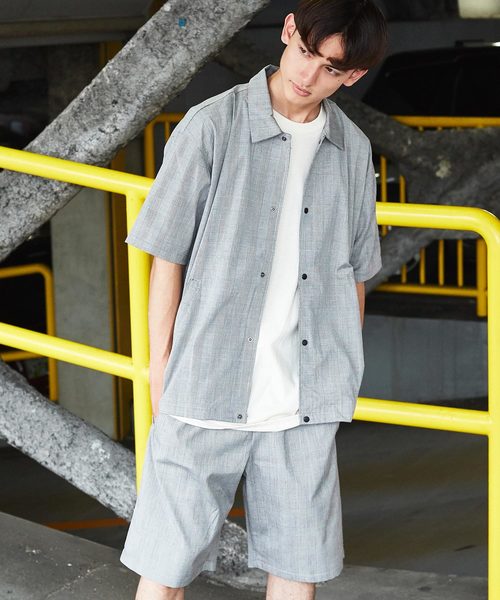 半袖コーチシャツジャケット+バスケショートパンツセットアップ