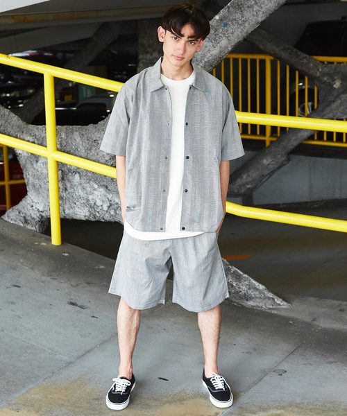半袖コーチシャツジャケット+バスケショートパンツセットアップ