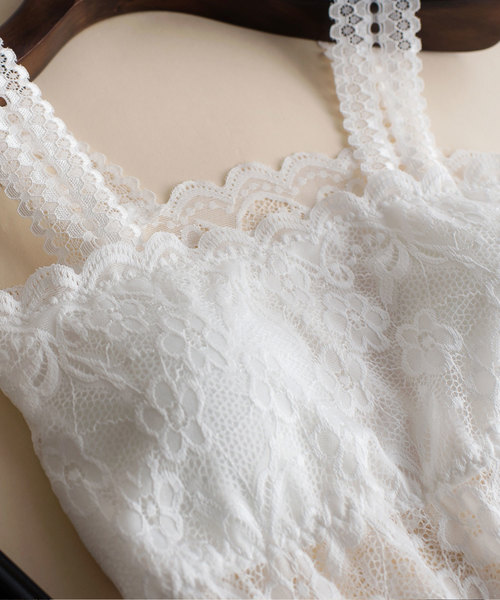 SAISON DE PAPILLON（セゾンドパピヨン）の「ソフトパット入り総レースキャミソール（キャミソール・レディース・ホワイト/ブラック・M/L）」の15枚目の写真