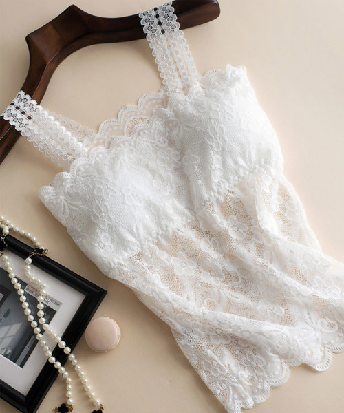 SAISON DE PAPILLON（セゾンドパピヨン）の「ソフトパット入り総レースキャミソール（キャミソール・レディース・ホワイト/ブラック・M/L）」の13枚目の写真