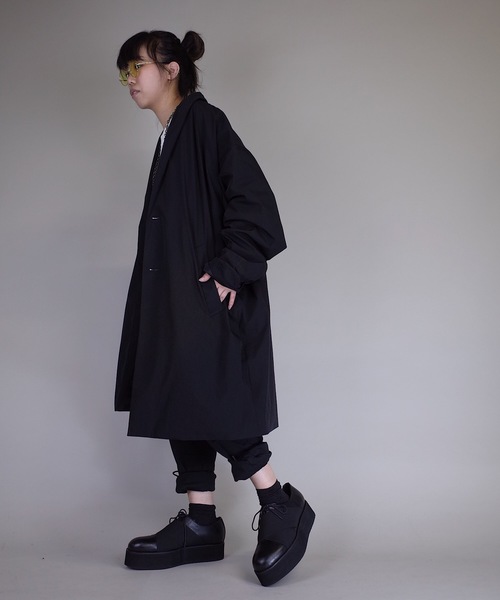 rovtski（ロフトスキー）の「rovtski 【ビッグシルエット】【スプリングコート】ワイドスリーブショールカラーチェスターコートF/FO17080202（チェスターコート・レディース・チャコールグレー/ブラック/シルバーグレー・FREE）」の5枚目の写真