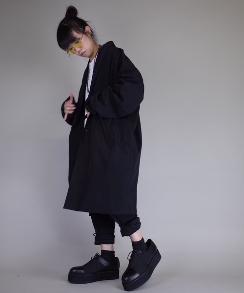 rovtski（ロフトスキー）の「rovtski 【ビッグシルエット】【スプリングコート】ワイドスリーブショールカラーチェスターコートF/FO17080202（チェスターコート・レディース・チャコールグレー/ブラック/シルバーグレー・FREE）」の7枚目の写真