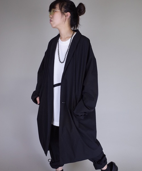 rovtski（ロフトスキー）の「rovtski 【ビッグシルエット】【スプリングコート】ワイドスリーブショールカラーチェスターコートF/FO17080202（チェスターコート・レディース・チャコールグレー/ブラック/シルバーグレー・FREE）」の9枚目の写真