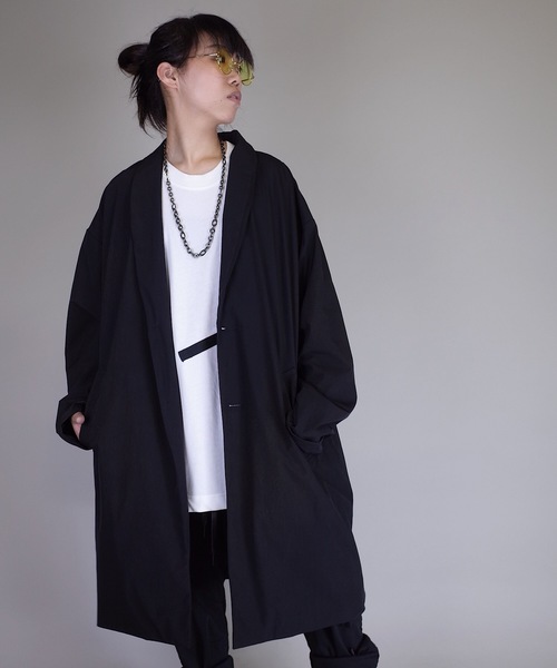 rovtski（ロフトスキー）の「rovtski 【ビッグシルエット】【スプリングコート】ワイドスリーブショールカラーチェスターコートF/FO17080202（チェスターコート・レディース・チャコールグレー/ブラック/シルバーグレー・FREE）」の11枚目の写真