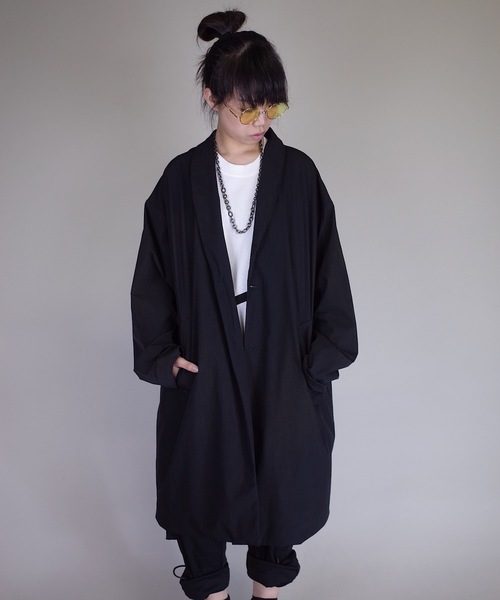 rovtski（ロフトスキー）の「rovtski 【ビッグシルエット】【スプリングコート】ワイドスリーブショールカラーチェスターコートF/FO17080202（チェスターコート・レディース・チャコールグレー/ブラック/シルバーグレー・FREE）」の12枚目の写真