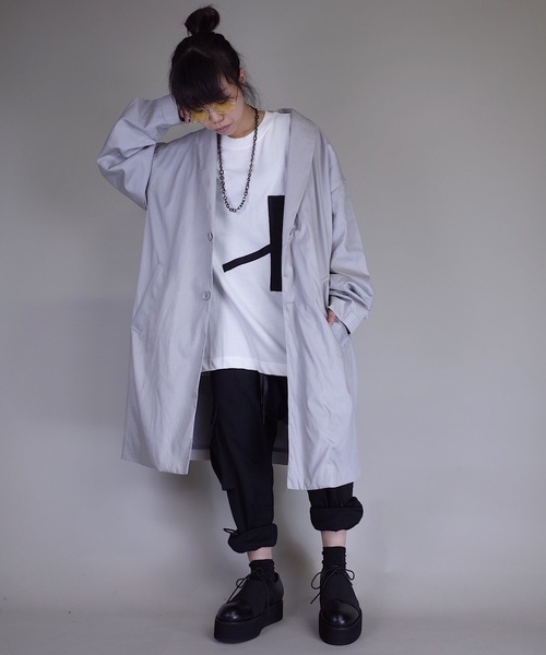 rovtski（ロフトスキー）の「rovtski 【ビッグシルエット】【スプリングコート】ワイドスリーブショールカラーチェスターコートF/FO17080202（チェスターコート・レディース・チャコールグレー/ブラック/シルバーグレー・FREE）」の13枚目の写真