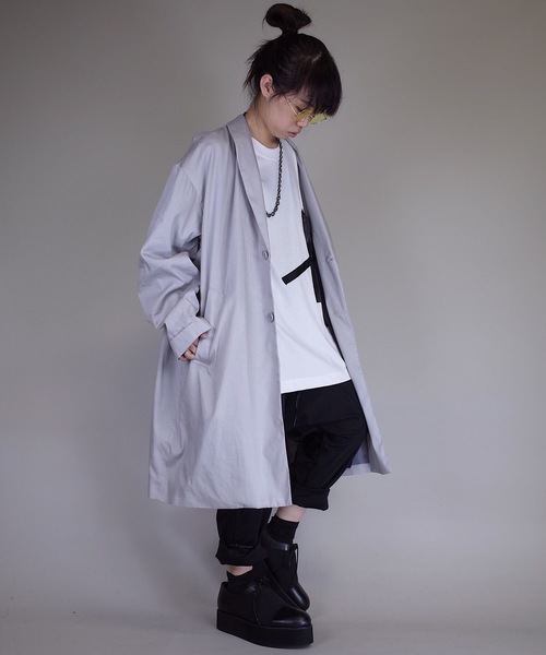 rovtski（ロフトスキー）の「rovtski 【ビッグシルエット】【スプリングコート】ワイドスリーブショールカラーチェスターコートF/FO17080202（チェスターコート・レディース・チャコールグレー/ブラック/シルバーグレー・FREE）」の15枚目の写真