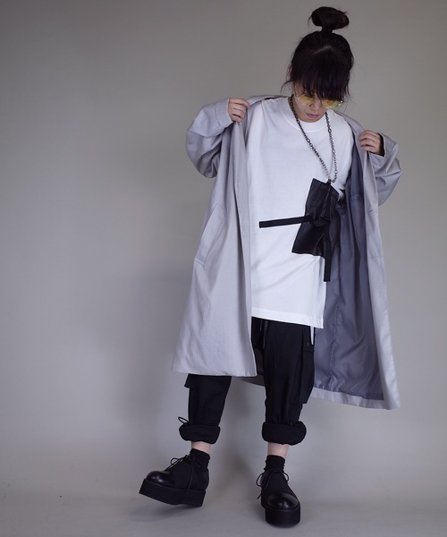 rovtski（ロフトスキー）の「rovtski 【ビッグシルエット】【スプリングコート】ワイドスリーブショールカラーチェスターコートF/FO17080202（チェスターコート・レディース・チャコールグレー/ブラック/シルバーグレー・FREE）」の16枚目の写真