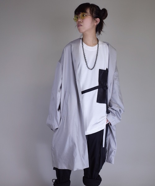 rovtski（ロフトスキー）の「rovtski 【ビッグシルエット】【スプリングコート】ワイドスリーブショールカラーチェスターコートF/FO17080202（チェスターコート・レディース・チャコールグレー/ブラック/シルバーグレー・FREE）」の18枚目の写真