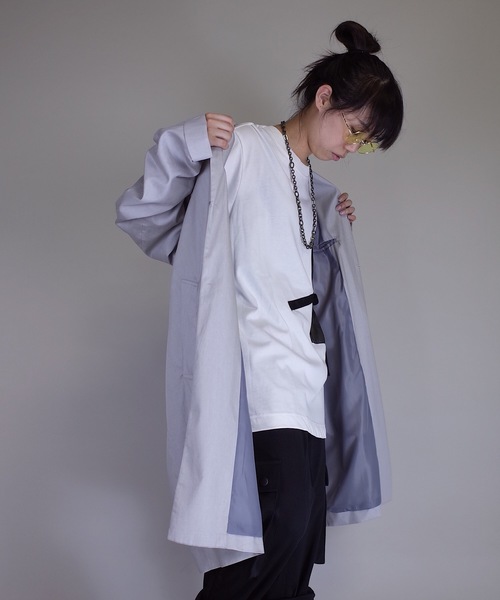 rovtski（ロフトスキー）の「rovtski 【ビッグシルエット】【スプリングコート】ワイドスリーブショールカラーチェスターコートF/FO17080202（チェスターコート・レディース・チャコールグレー/ブラック/シルバーグレー・FREE）」の21枚目の写真