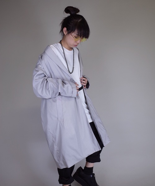 rovtski（ロフトスキー）の「rovtski 【ビッグシルエット】【スプリングコート】ワイドスリーブショールカラーチェスターコートF/FO17080202（チェスターコート・レディース・チャコールグレー/ブラック/シルバーグレー・FREE）」の22枚目の写真