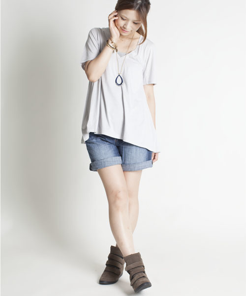 NANO universe（ナノユニバース）の「FF/ロールUPデニムショートパンツ（デニムパンツ・レディース・インディゴブルー・34/36）」の13枚目の写真