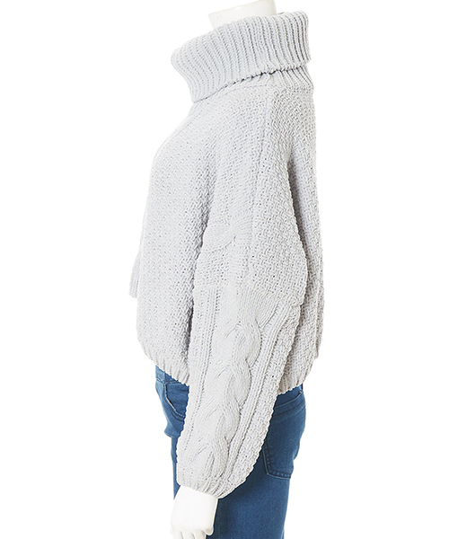 fifth（フィフス）の「ボトルネックケーブルニットプルオーバー（ニット/セーター・レディース・ホワイト/グレー/ブラック・MEDIUM）」の10枚目の写真