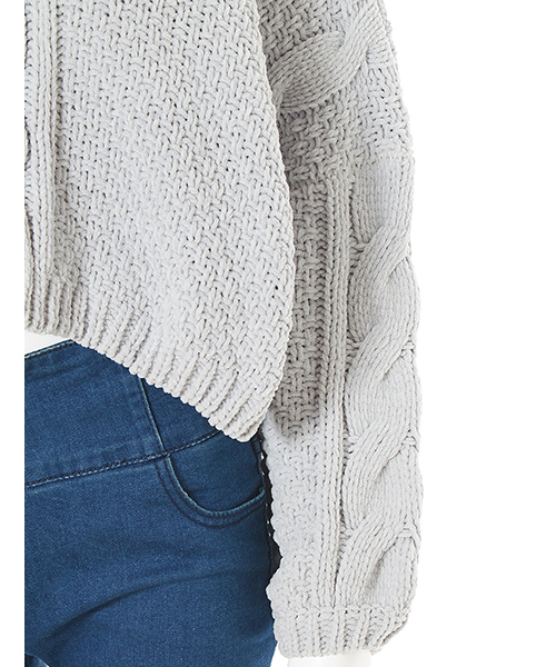 fifth（フィフス）の「ボトルネックケーブルニットプルオーバー（ニット/セーター・レディース・ホワイト/グレー/ブラック・MEDIUM）」の4枚目の写真