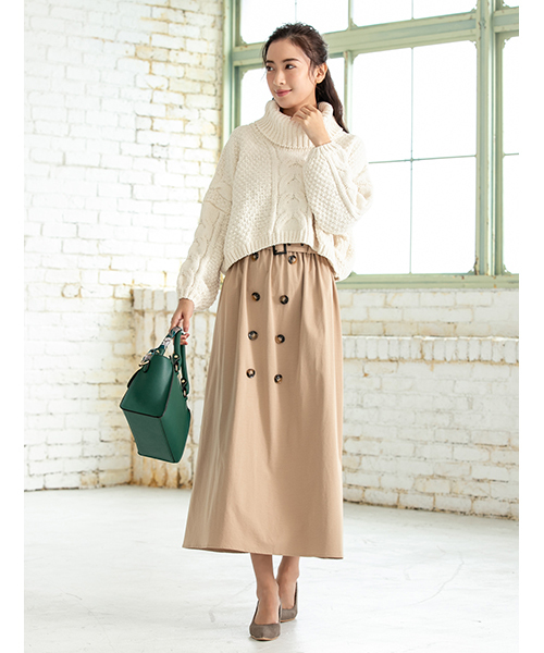 fifth（フィフス）の「ボトルネックケーブルニットプルオーバー（ニット/セーター・レディース・ホワイト/グレー/ブラック・MEDIUM）」の9枚目の写真