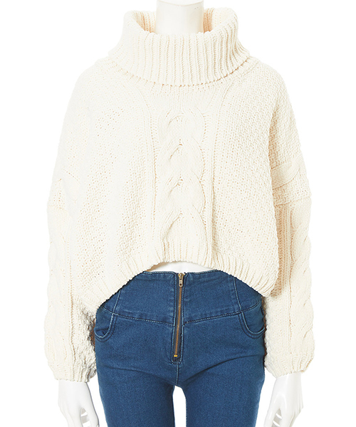 fifth（フィフス）の「ボトルネックケーブルニットプルオーバー（ニット/セーター・レディース・ホワイト/グレー/ブラック・MEDIUM）」の16枚目の写真