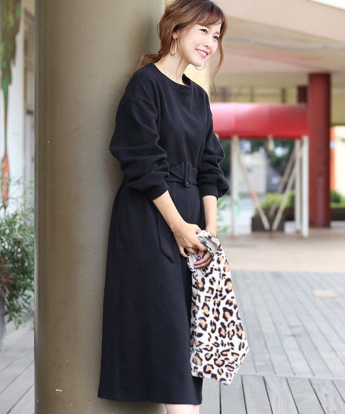 売り切れ必至 セール ワンピース Jeloud ベルト付リラックスワンピース ワンピース Bou ワンピース Jeloud ブージュルード のファッション