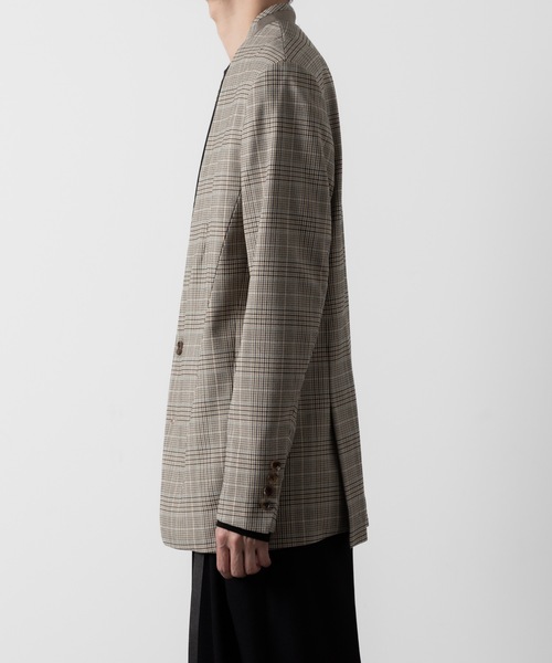 ato（アトウ）の「STRETCH CHECK NO-COLLAR JACKET（ノーカラージャケット・メンズ・グレイッシュベージュ・44/46/48）」の14枚目の写真