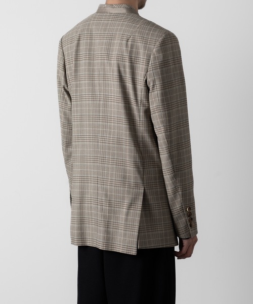 ato（アトウ）の「STRETCH CHECK NO-COLLAR JACKET（ノーカラージャケット・メンズ・グレイッシュベージュ・44/46/48）」の16枚目の写真