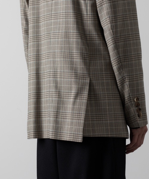 ato（アトウ）の「STRETCH CHECK NO-COLLAR JACKET（ノーカラージャケット・メンズ・グレイッシュベージュ・44/46/48）」の20枚目の写真