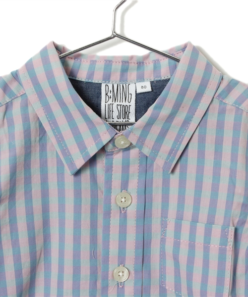 B:MING by BEAMS（ビーミングバイビームス）の「○ビーミング by ビームス / チェックシャツ（シャツ/ブラウス・キッズ・ネイビー/ピンク・100/90/80/120/110/130）」の6枚目の写真