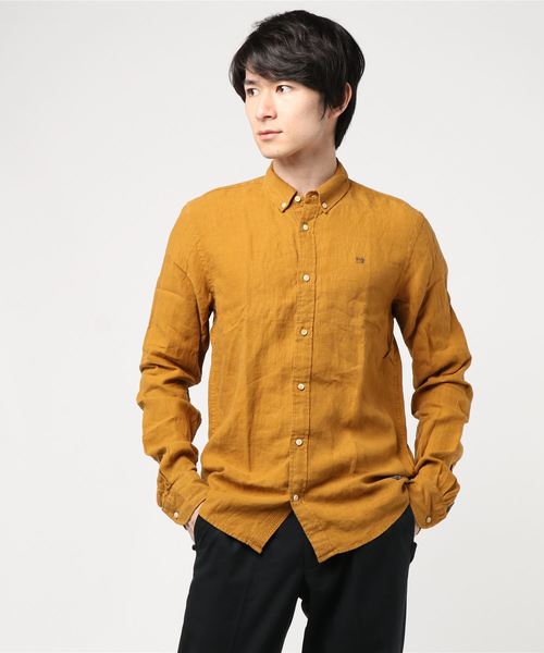 SCOTCH&SODA(スコッチアンドソーダ)の「ワンポイントリネンシャツ【148849】(シャツ/ブラウス)」|ブラウン