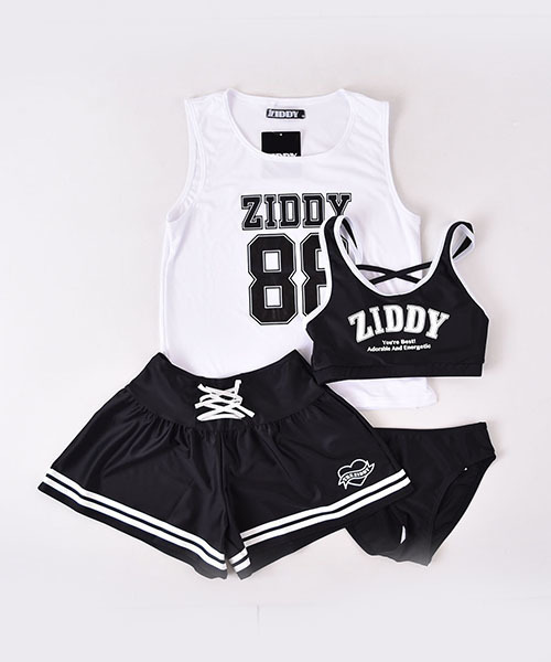 ZIDDY（ジディ）の「ZIDDY/ロゴタンクトップスイムウェア4点セット 水着（スイムグッズ・キッズ・ホワイト/ブラック・150/160/140）」の2枚目の写真