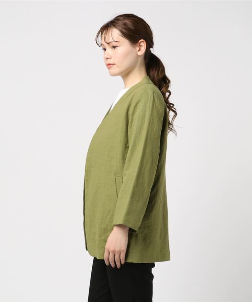 ottilie（オティーリエ）の「リネンノーカラージャケット（ノーカラージャケット・レディース・ベージュ/ネイビー/カーキ・FREE）」の4枚目の写真