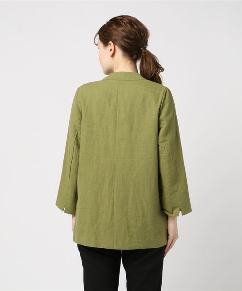 ottilie（オティーリエ）の「リネンノーカラージャケット（ノーカラージャケット・レディース・ベージュ/ネイビー/カーキ・FREE）」の5枚目の写真