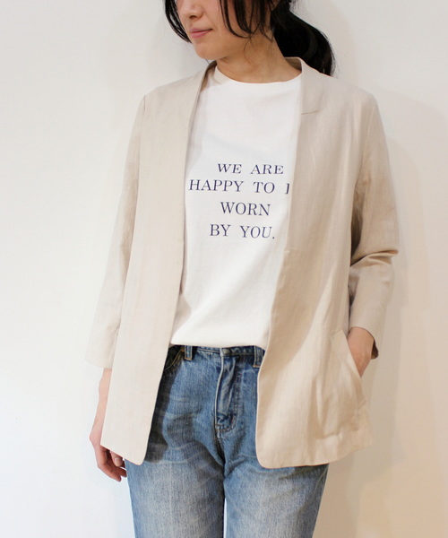 ottilie（オティーリエ）の「リネンノーカラージャケット（ノーカラージャケット・レディース・ベージュ/ネイビー/カーキ・FREE）」の2枚目の写真