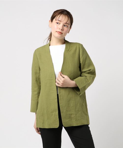 ottilie（オティーリエ）の「リネンノーカラージャケット（ノーカラージャケット・レディース・ベージュ/ネイビー/カーキ・FREE）」の16枚目の写真