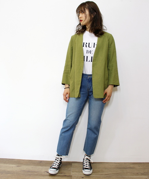 ottilie（オティーリエ）の「リネンノーカラージャケット（ノーカラージャケット・レディース・ベージュ/ネイビー/カーキ・FREE）」の14枚目の写真