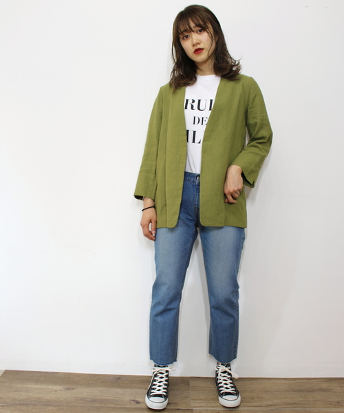 ottilie（オティーリエ）の「リネンノーカラージャケット（ノーカラージャケット・レディース・ベージュ/ネイビー/カーキ・FREE）」の12枚目の写真