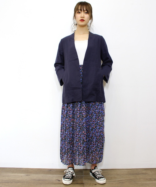 ottilie（オティーリエ）の「リネンノーカラージャケット（ノーカラージャケット・レディース・ベージュ/ネイビー/カーキ・FREE）」の9枚目の写真