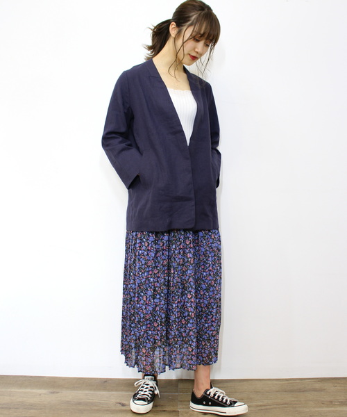 ottilie（オティーリエ）の「リネンノーカラージャケット（ノーカラージャケット・レディース・ベージュ/ネイビー/カーキ・FREE）」の7枚目の写真