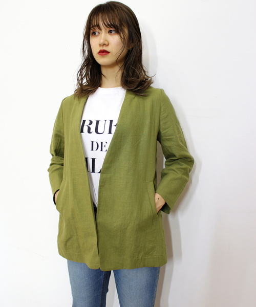 ottilie（オティーリエ）の「リネンノーカラージャケット（ノーカラージャケット・レディース・ベージュ/ネイビー/カーキ・FREE）」の15枚目の写真