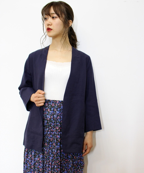 ottilie（オティーリエ）の「リネンノーカラージャケット（ノーカラージャケット・レディース・ベージュ/ネイビー/カーキ・FREE）」の10枚目の写真