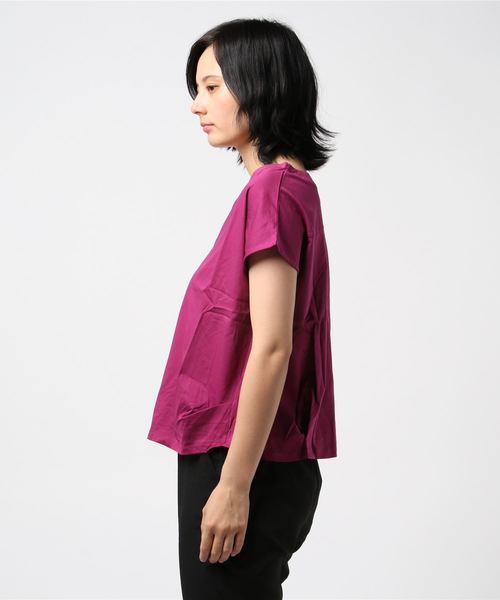 MARLENE JOBERT（マルレーヌ　ジョベル）の「バイオシルケットVネックTシャツ（Tシャツ/カットソー・レディース・グリーン/オフホワイト/パープル/ネイビー・M）」の5枚目の写真