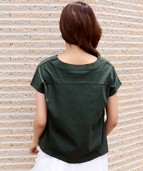 MARLENE JOBERT（マルレーヌ　ジョベル）の「バイオシルケットVネックTシャツ（Tシャツ/カットソー・レディース・グリーン/オフホワイト/パープル/ネイビー・M）」の18枚目の写真