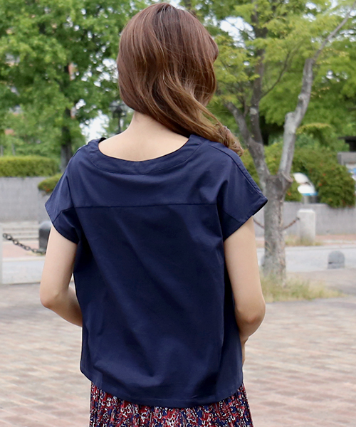 MARLENE JOBERT（マルレーヌ　ジョベル）の「バイオシルケットVネックTシャツ（Tシャツ/カットソー・レディース・グリーン/オフホワイト/パープル/ネイビー・M）」の20枚目の写真