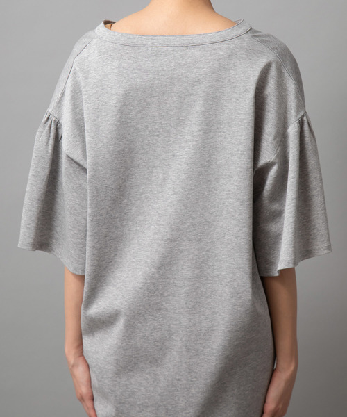 Munich(ミューニック)の「ドライタッチジャージバンドカラービッグシルエットロングTシャツ(Tシャツ/カットソー・レディース・ホワイト/ブラック/グレー/レッド・FREE)」の6枚目の写真