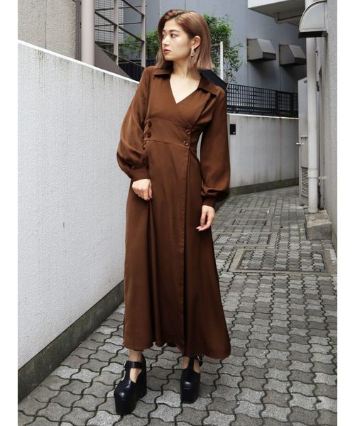 EMODA（エモダ）の「カシュクールオープンカラーシャツワンピース