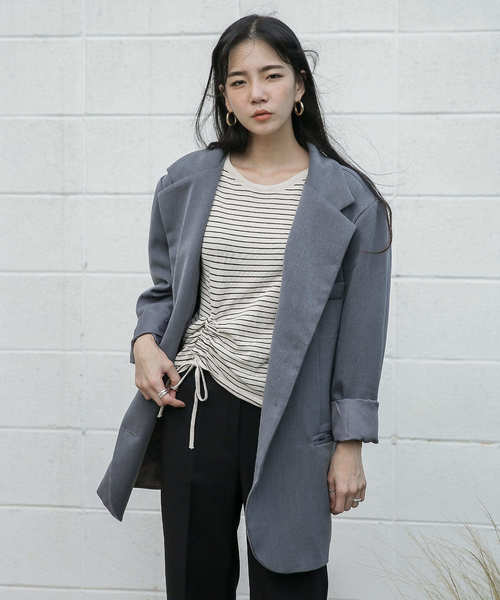 UNE MANSION(ユヌマンション)の「オーバーメンズライクシングルジャケット(テーラードジャケット)」|グレー