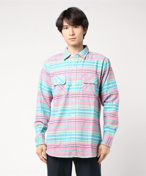 DEAR LAUREL(ディアローレル)の「DEAR LAUREL/ディアローレル D19F2601 ネルシャツ(シャツ/ブラウス・メンズ・ブルー/グリーン/ピンク/イエロー・M/L/XL)」の4枚目の写真