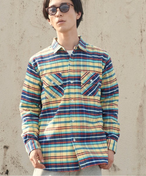 DEAR LAUREL(ディアローレル)の「DEAR LAUREL/ディアローレル D19F2601 ネルシャツ(シャツ/ブラウス・メンズ・ブルー/グリーン/ピンク/イエロー・M/L/XL)」の1枚目の写真