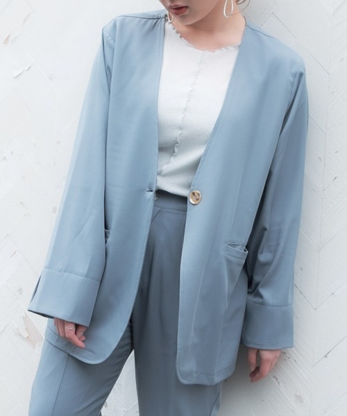 VANNIE U（ヴァニーユー）の「ノーカラーとろみジャケット（ノーカラー