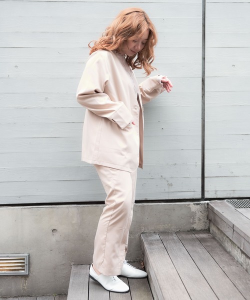 VANNIE U（ヴァニーユー）の「ノーカラーとろみジャケット（ノーカラージャケット・レディース・ライトブルー/ベージュ/ライトグリーン・FREE）」の17枚目の写真