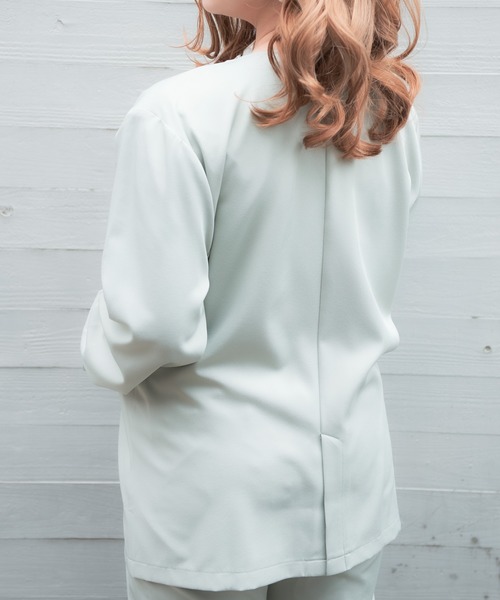 VANNIE U（ヴァニーユー）の「ノーカラーとろみジャケット（ノーカラージャケット・レディース・ライトブルー/ベージュ/ライトグリーン・FREE）」の22枚目の写真