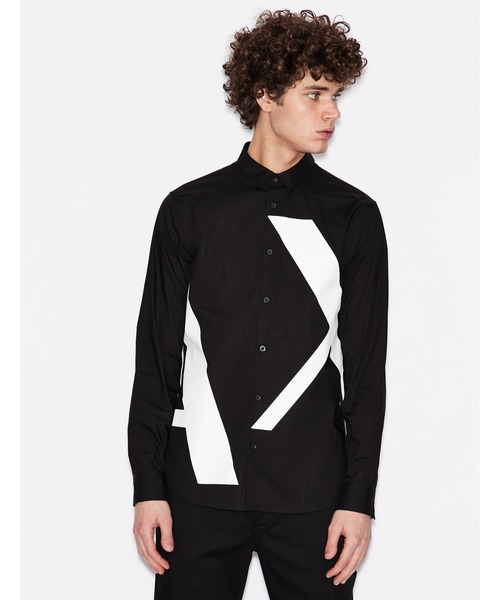 ARMANI EXCHANGE(アルマーニエクスチェンジ)の「【A|Xアルマーニ エクスチェンジ】ビッグAXロゴ長袖シャツ/REGULAR(シャツ/ブラウス・メンズ・ホワイト/ブラック・X-SMALL/LARGE/X-LARGE/MEDIUM/SMALL)」の2枚目の写真