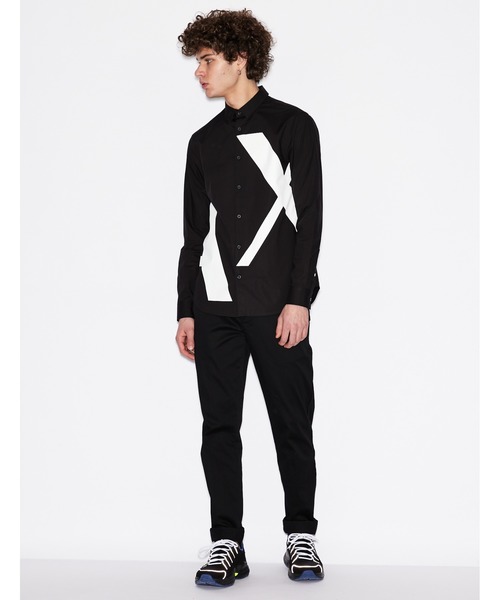 ARMANI EXCHANGE(アルマーニエクスチェンジ)の「【A|Xアルマーニ エクスチェンジ】ビッグAXロゴ長袖シャツ/REGULAR(シャツ/ブラウス・メンズ・ホワイト/ブラック・X-SMALL/LARGE/X-LARGE/MEDIUM/SMALL)」の4枚目の写真